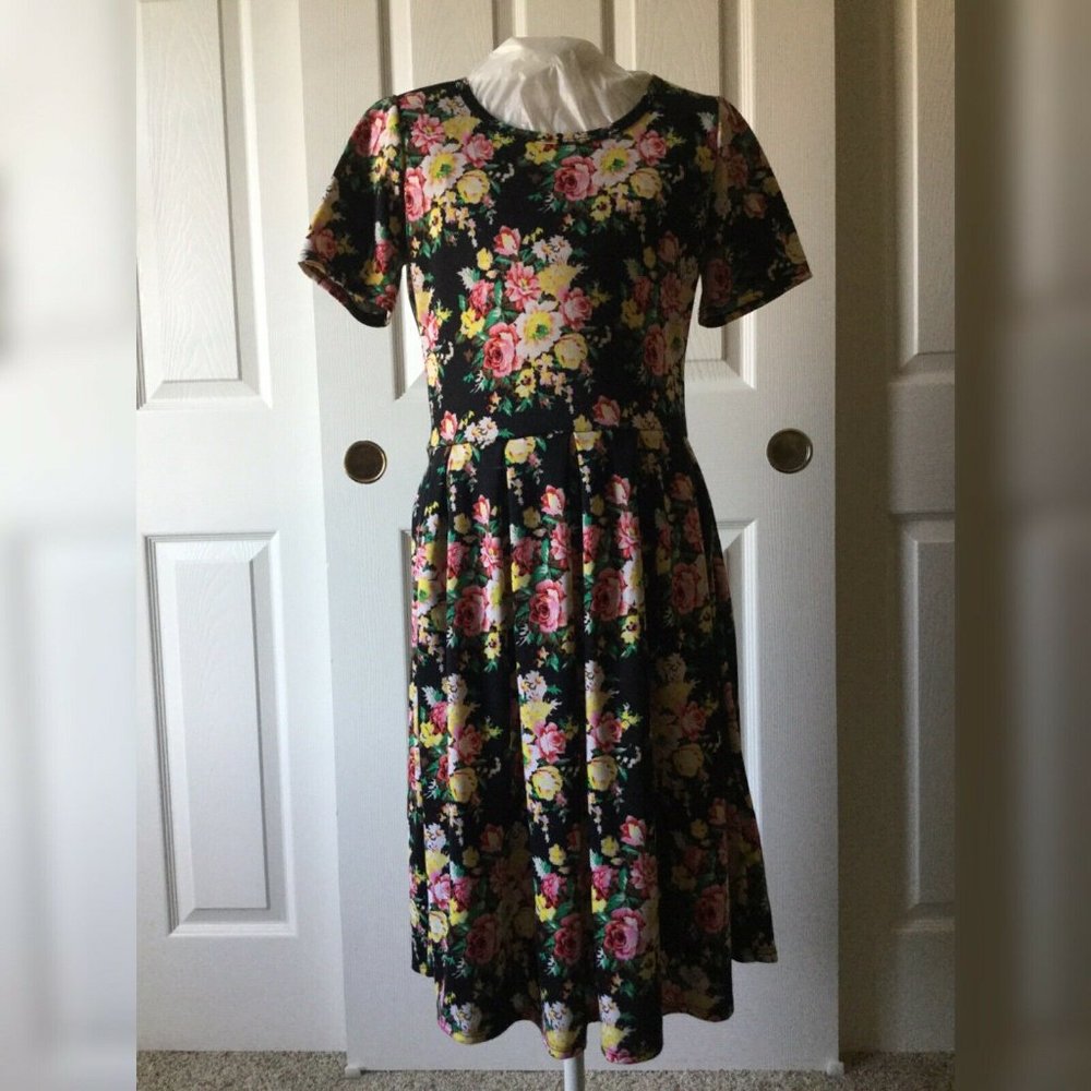 LuLaRoe Black Floral Midi Dress